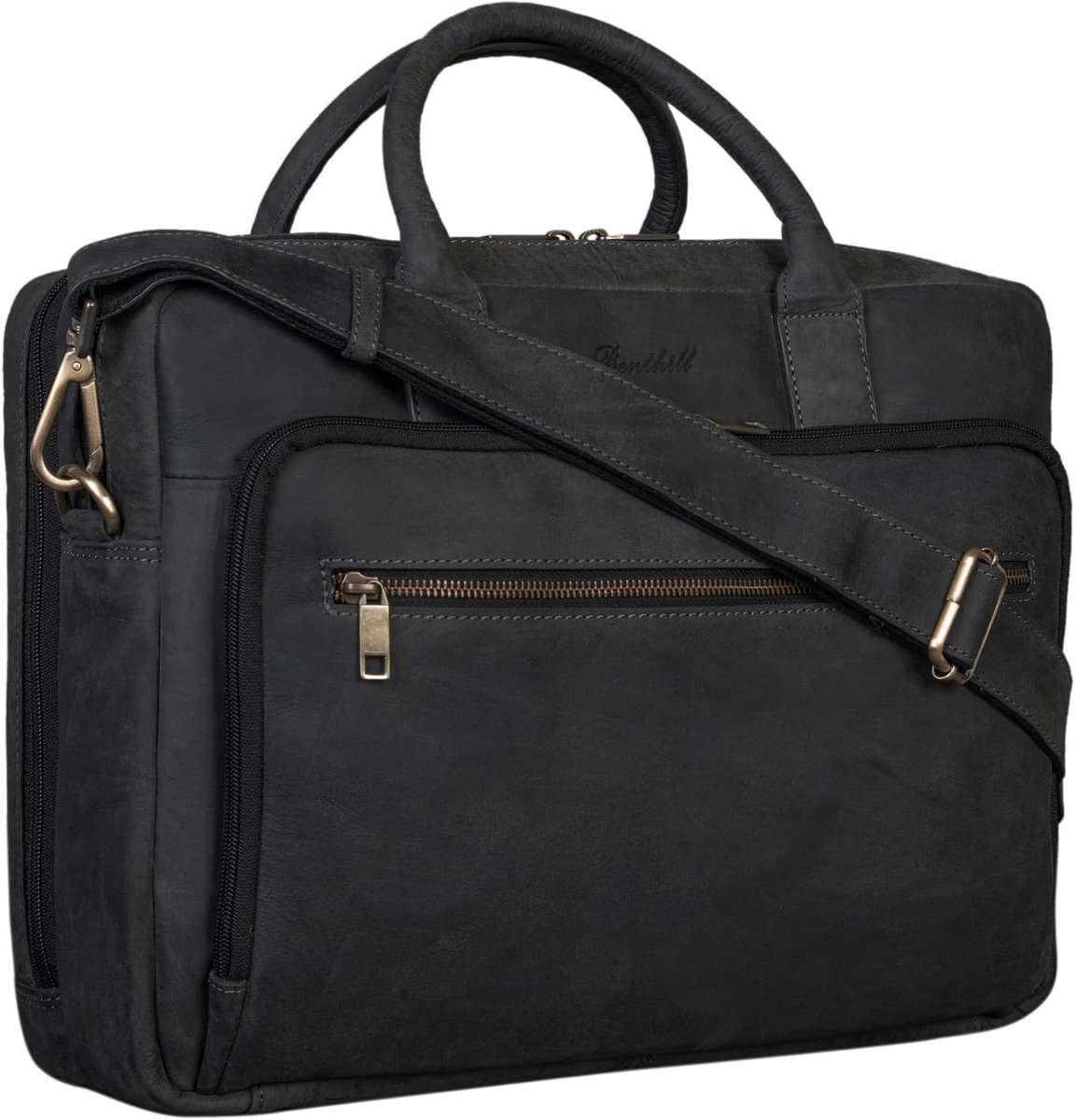 Benthill Briefcase Leather Laptop Bag - Shoulder Bag for Men and Women Large - Wallet - Genuine Leather Shoulder Bag - ShopVlot