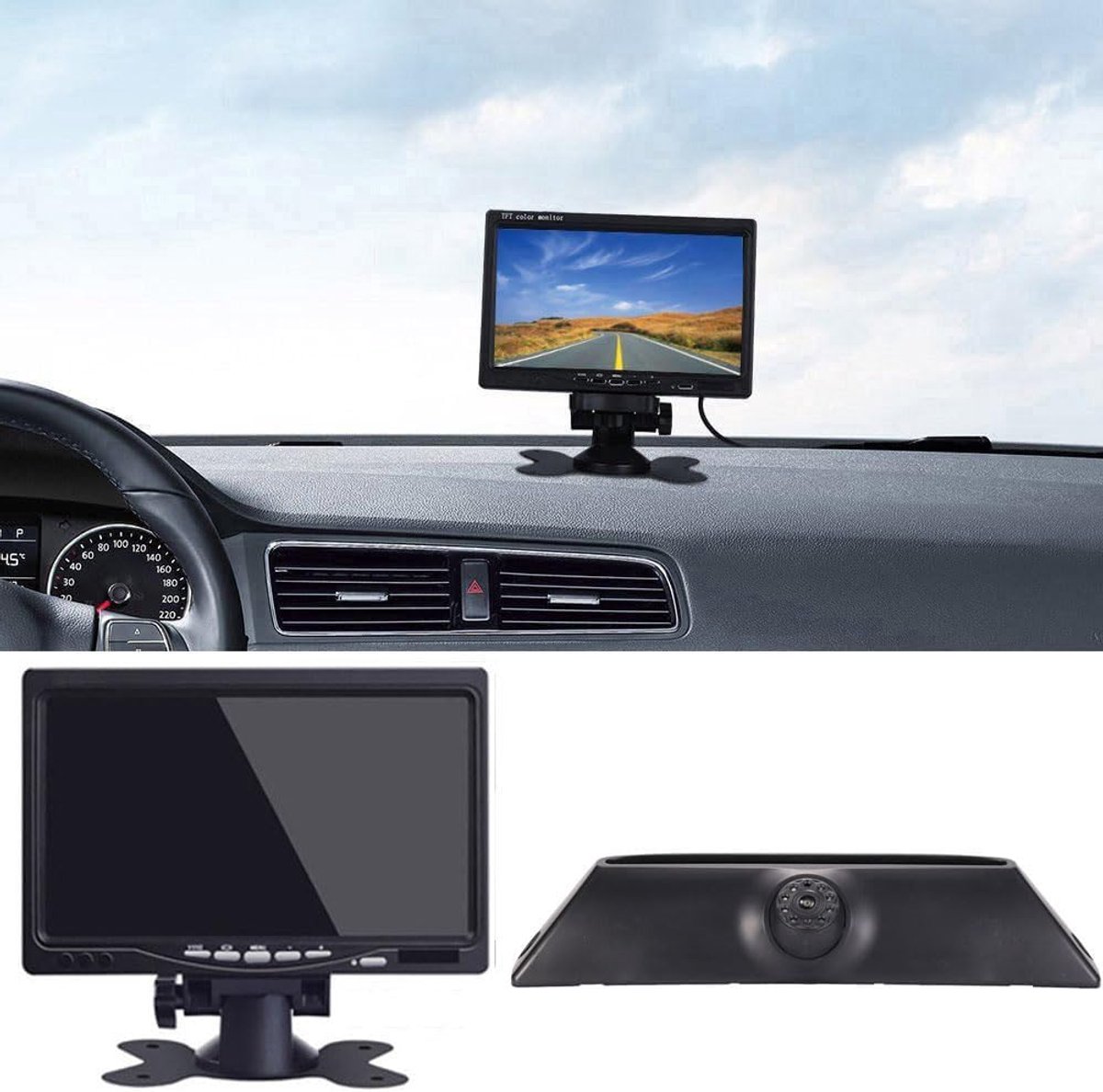 HD Rear Camera + 7 Inch TFT LCD Screen Car Monitor IR Night Vision Car Camera with 4.3 Inch Colour Display Rear View - ShopVlot