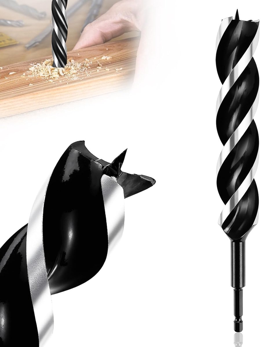 30x230mm hose drill, wood drill for soft and hard wood with centering point and E 9.5 shank - ShopVlot