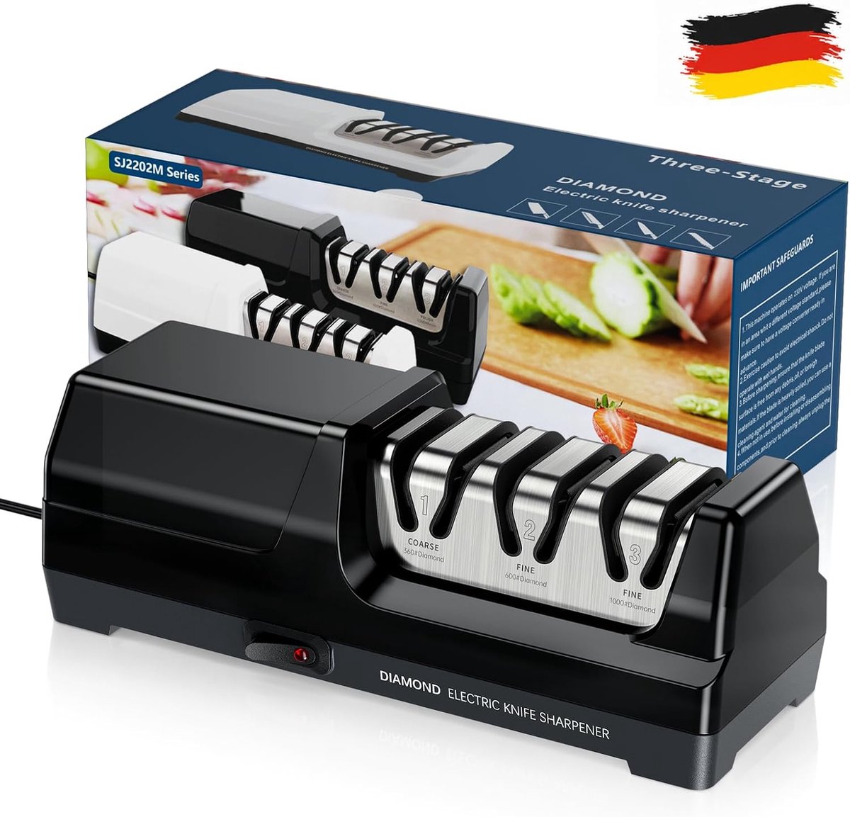 Electric Knife Sharpener, Professional 3 Levels, Overheat Protection, Silent Motor, Fast for Kitchen Knives, Electric - ShopVlot