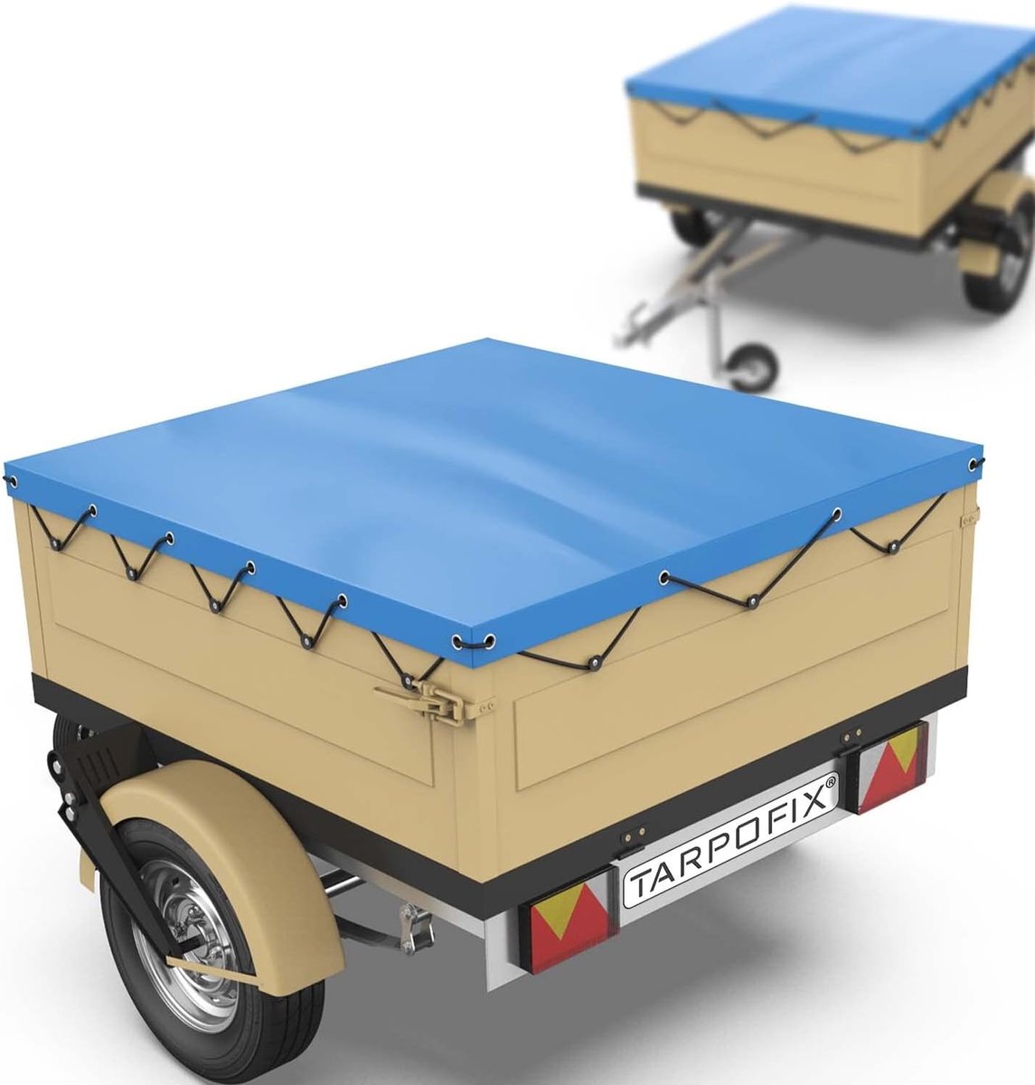 Tarpofix FP DDR Car Trailer Tarpaulin 130 x 105 x 7.5 cm incl. Sailing Rope, Reinforced Edge and Trailer Cover Made of - ShopVlot