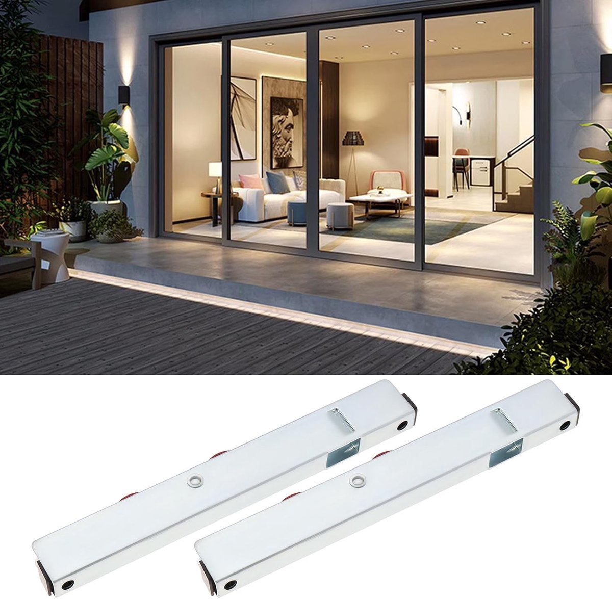 Sliding Door Rollers 160x12x20mm - RVS Dubbele Katrollen - Verstelbare Hoogte - Geschikt voor UPVC, Hout en Aluminium - ShopVlot