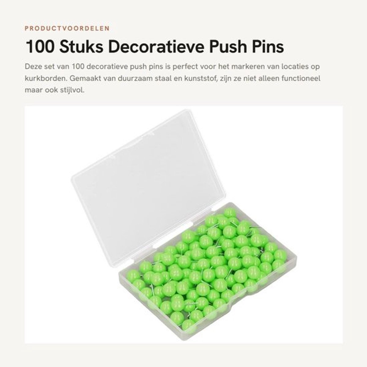 Push Pins 100 Stuks - Decoratieve Spijkers - Staal/Plastic - Voor Prikborden - Markeren van Locaties - Transparante Behuizing - Prikpinnen