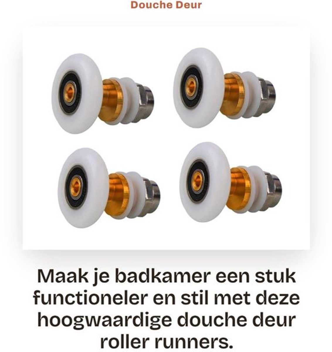 Douchedeur Roller 27mm - 4 Pack - Vervanging - Ultrastil - Koper/Nylon - Geschikt voor 10-12mm Glas - Douchedeurrollen