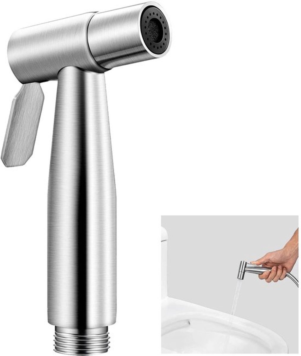 Bidet Handdouche Roestvrij Staal - Wc-Douchekop - Reinigingsgereedschap - Voor Huishoudelijk Gebruik - 30 x 21 cm - Zilver