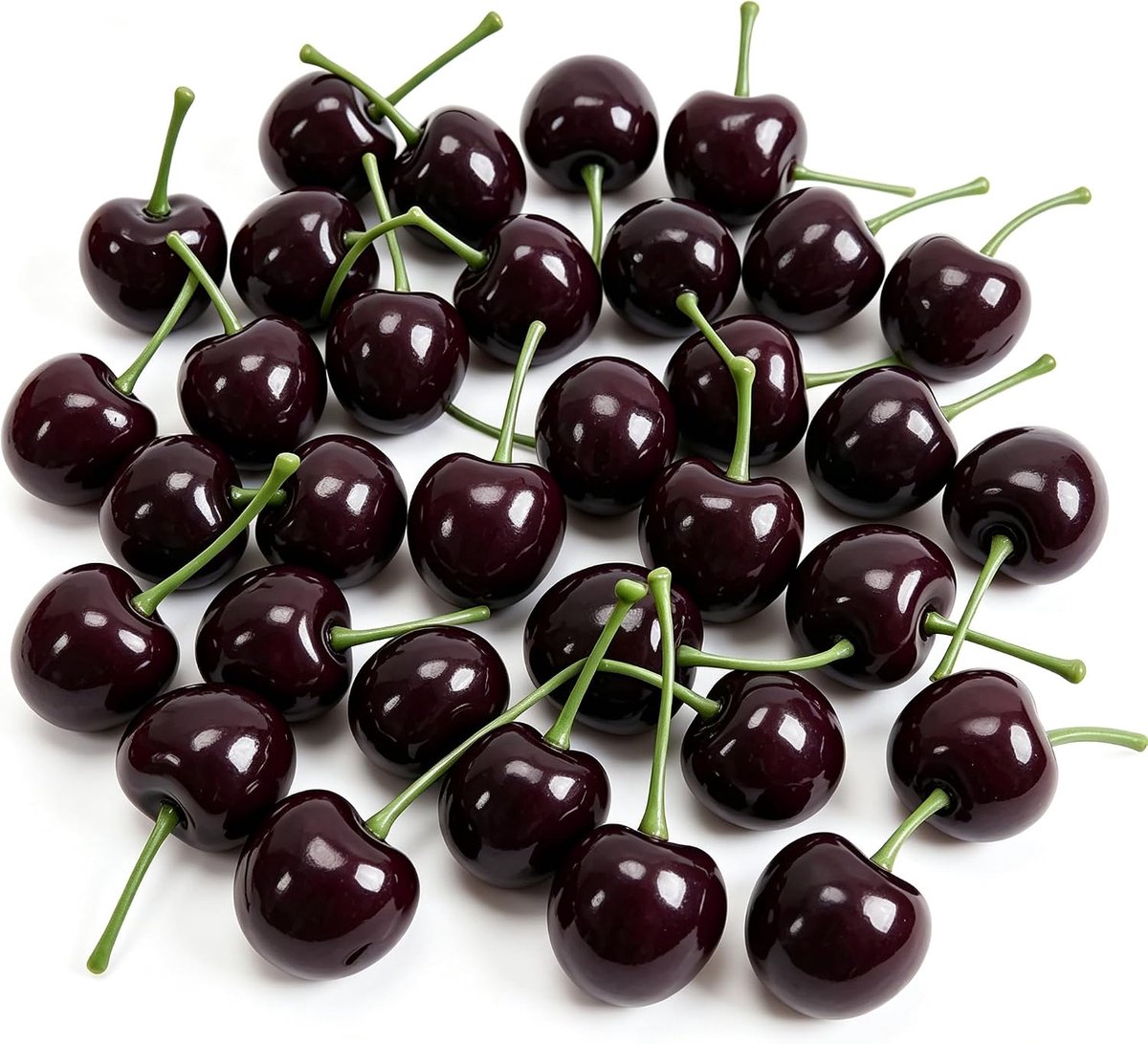 Decoratieve kersen 36 stuks - levensecht plastic - kunstfruit voor tafeldecoratie - ShopVlot