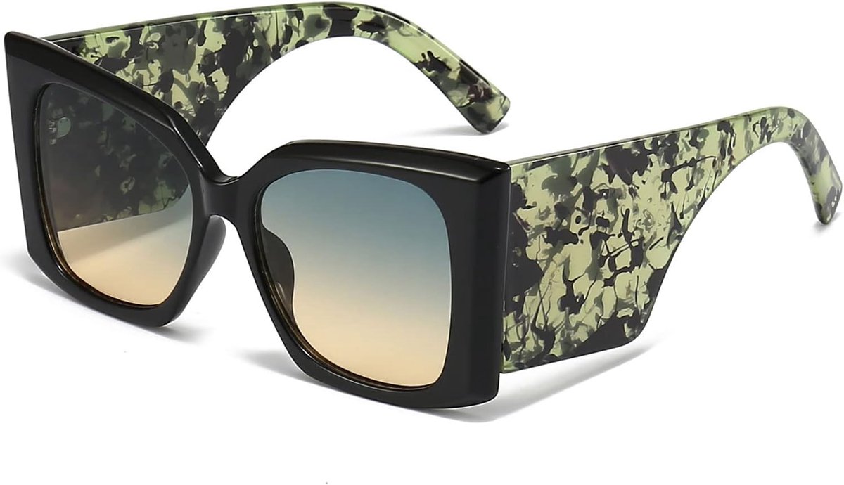 Zonnebril cat eye groot - retro stijl - zwart met luipaardprint - UV-bescherming - ShopVlot