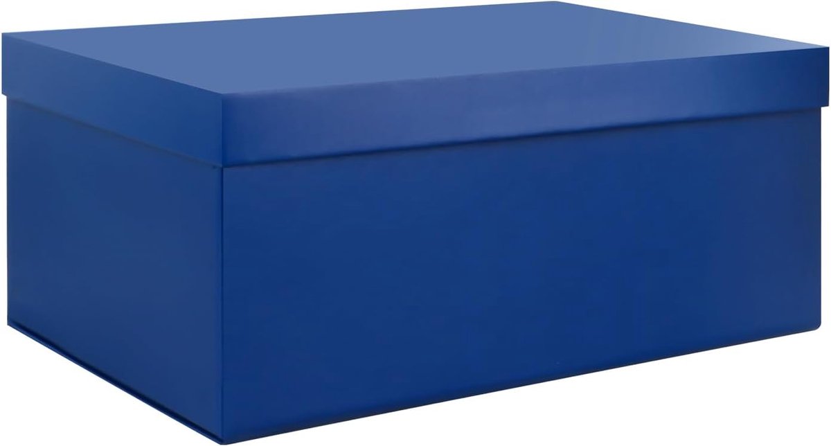 Opbergdoos 30 x 20 x 12 cm - blauwe kartonnen opbergdoos met deksel - stevig en duurzaam - ShopVlot