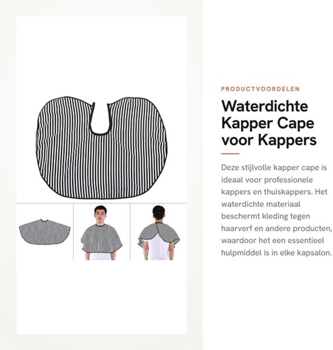 Kapperscape Waterdicht - Kappersmantel - Kapperscape Volwassenen - Kapsalon Schort - Make-up Cape - Verticale Strepen - Kapper Schort