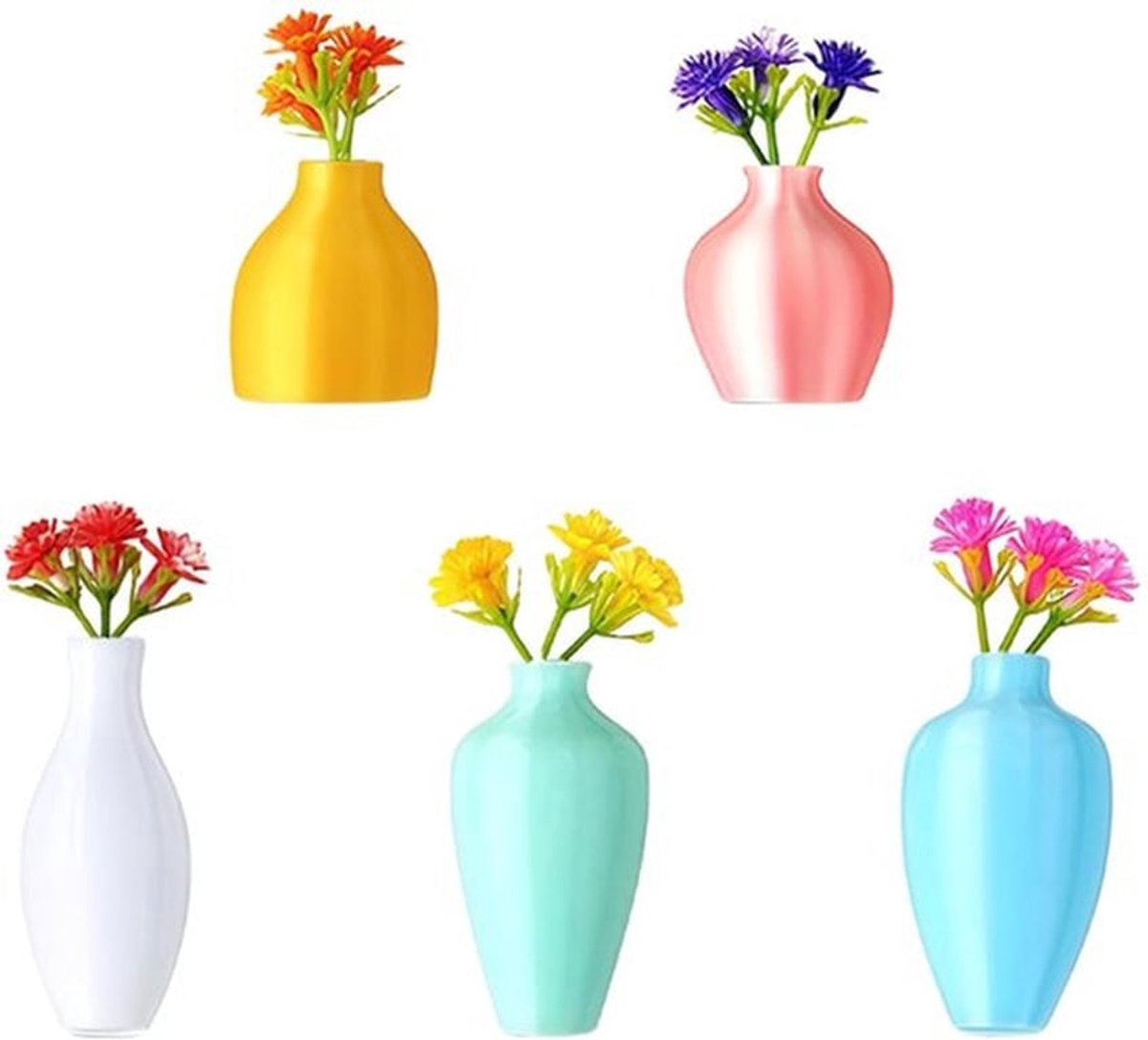Set van 5 Magnetische Mini Vazen voor Koelkast en Decoratie