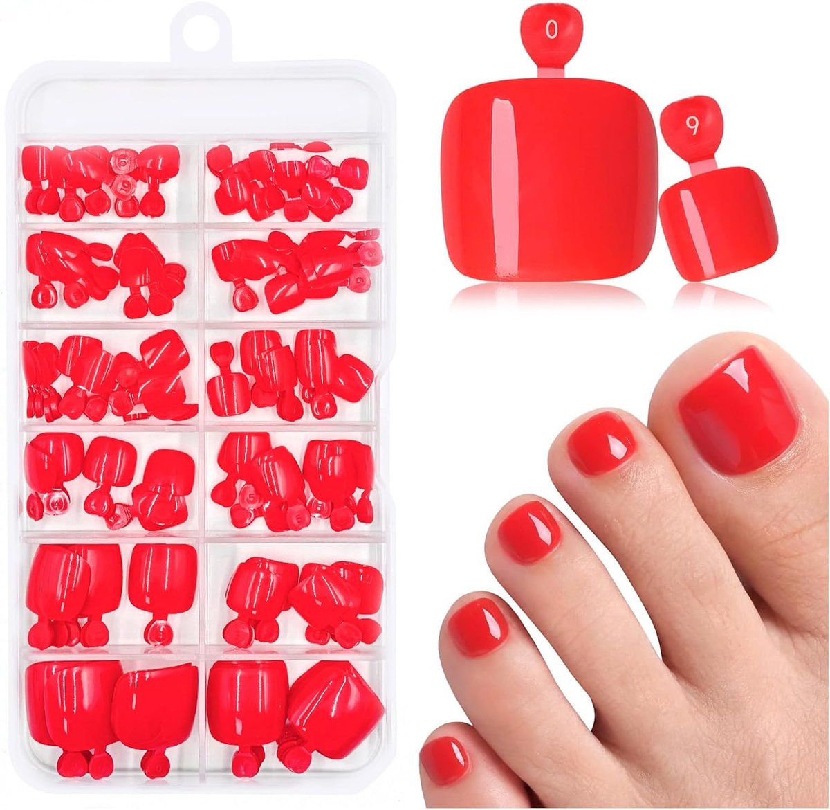 Druknagels voor voeten Rood - 120 stuks DIY pedicure set - Hoogwaardig ABS - Professioneel resultaat thuis - ShopVlot