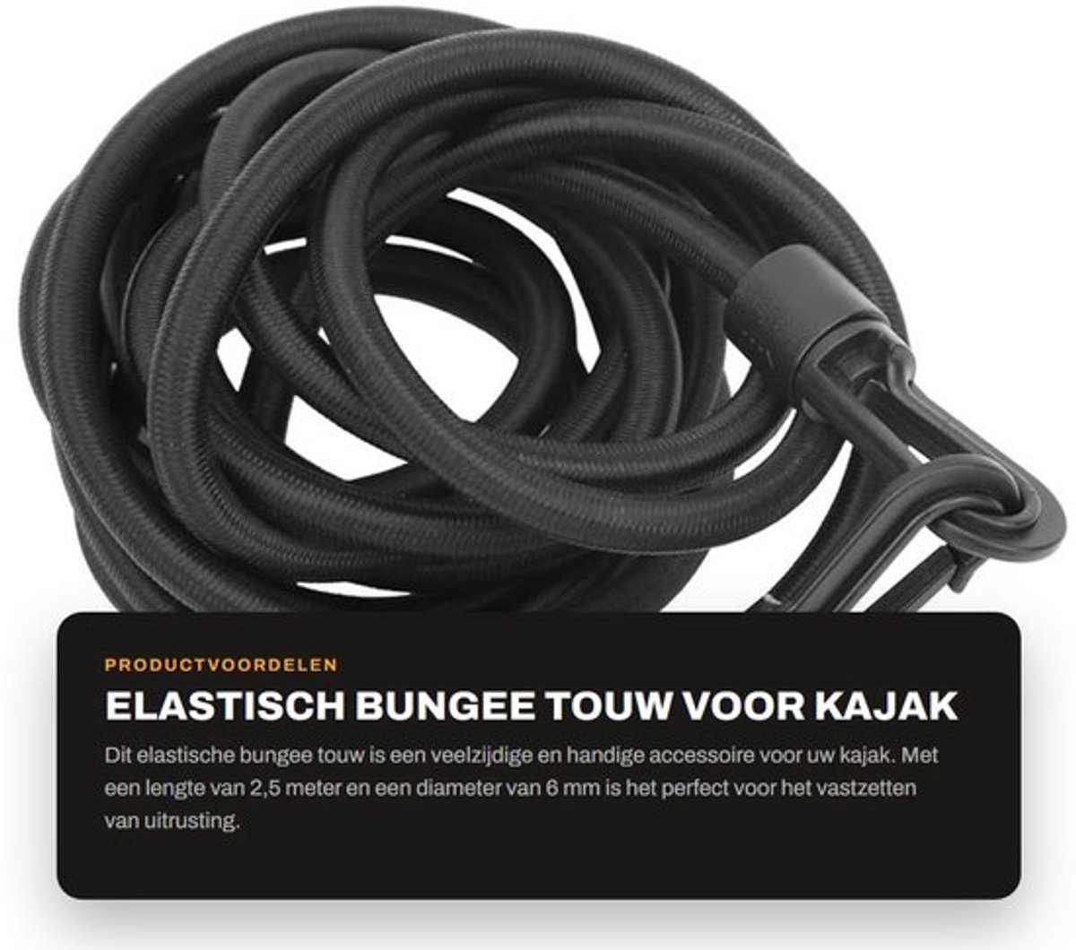 Bungee Koord Lichtgewicht - Elastisch Koord - Kajak Accessoire - Latex Materiaal - 6mm x 2,5m - Sterke Elasticiteit - Elastisch Touw