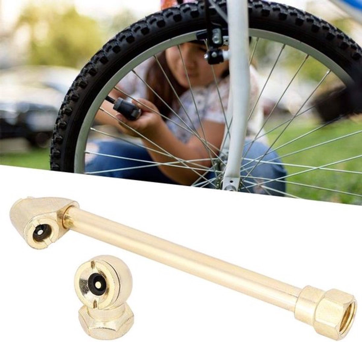 Pompkop Duurzaam - Bandenpomp Accessoire - Dubbele Kop - Geschikt voor Auto/Fiets/Motor - Eenvoudig te Installeren - Hoogwaardig Metaal