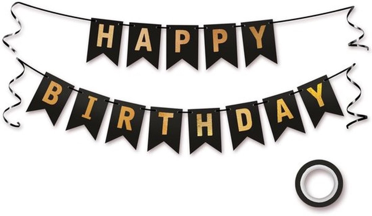 Guirlande Gelukkige Verjaardag - Verjaardagsslinger - Decoratie voor Feestjes - DIY Slinger - 5 m Touw - Eenvoudige Decoratie - Verjaardagslinger