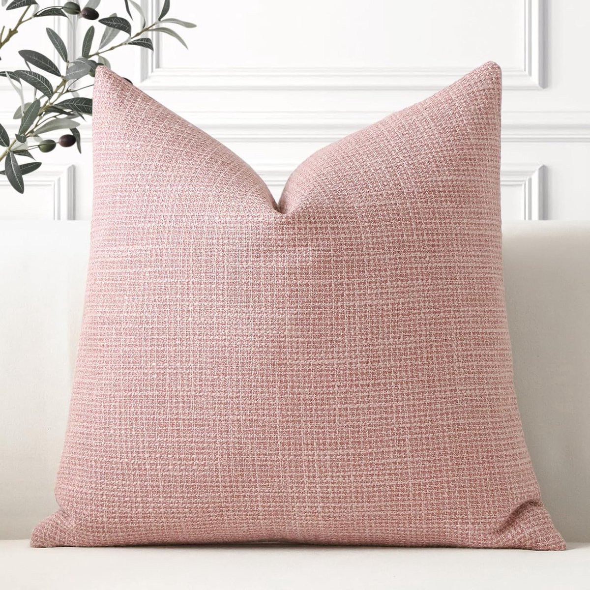 Kussensloop 60 x 60 cm - kunstlinnen - minimalistisch roze - decoratief voor woonkamer - ShopVlot