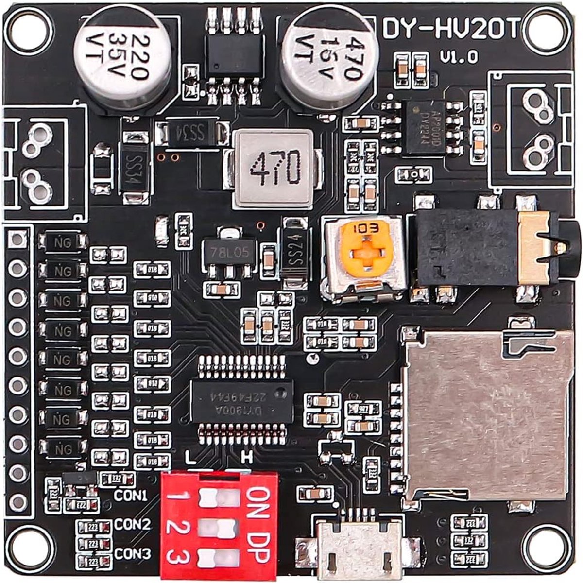 Voice Playback Module 20W - MP3 Speler met DAC Output - Ondersteunt WAV en TF-kaart tot 32GB - ShopVlot