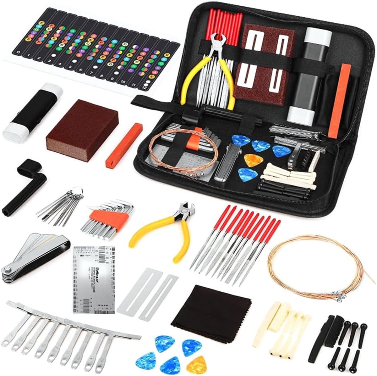 Guitar Tool Set 72PCS - Onderhoudsset voor Elektrische Gitaar en Bas - Duurzaam Gereedschap - ShopVlot