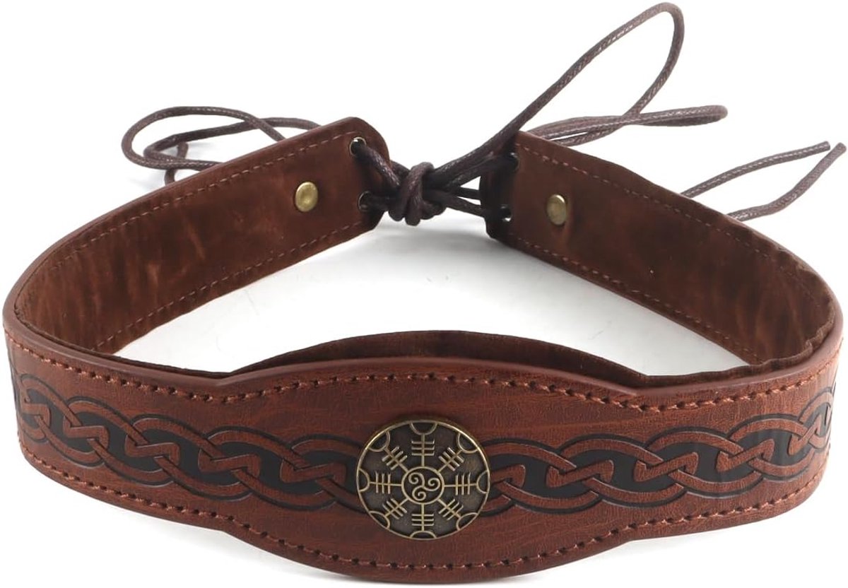 Verstelbare PU lederen hoofddeksel vintage cosplay hoofdband voor middeleeuwse renaissance kostuum partij - ShopVlot