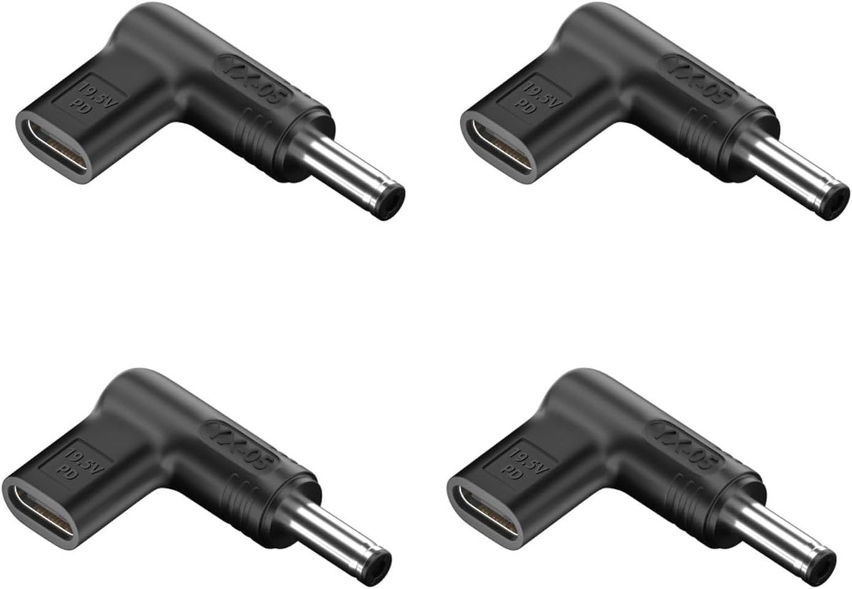 4pcs USB C to DC 5521 Converter, 19.5V, PD 100W, 5.5x2.1mm, Type C to DC Adapter, PD Emulator Trigger, 90 Degree - ShopVlot