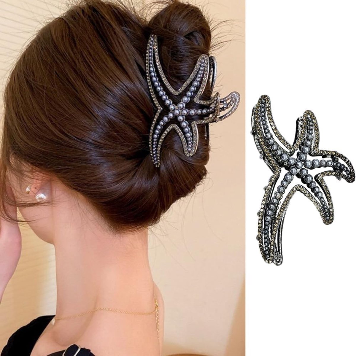 Starfish Shape Hair Pins Metal Starfish Hairpin Pearls Hairpins Summer Accessories for Girls Women Birthday Party - ShopVlot