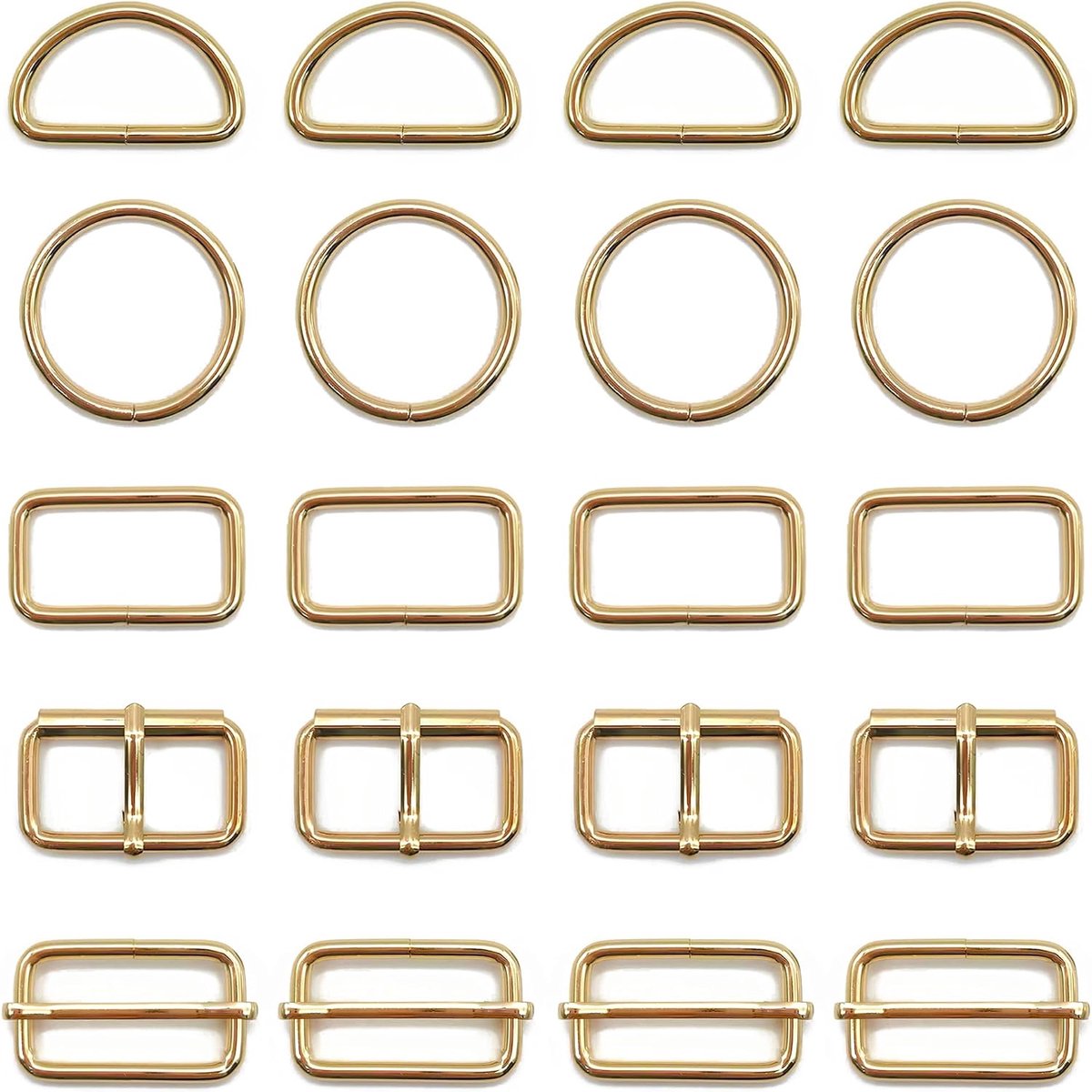 20pcs Metal Buckle O-Ring D-ring Square Buckles Roll Buckles Slider Buckles Belt Hardware Backpack Belt Bags - ShopVlot
