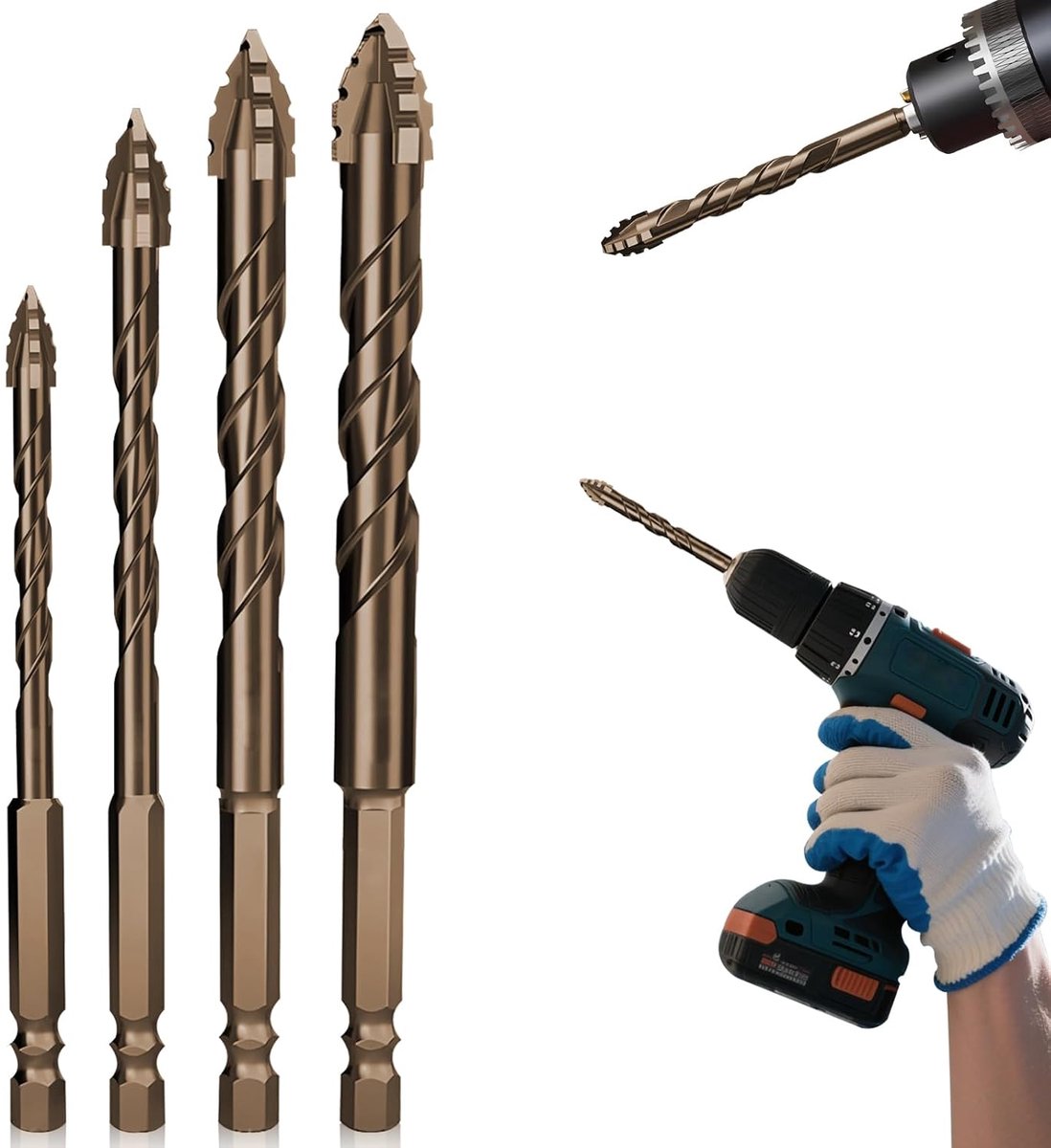 4pcs Sawtooth Eccentric Drill Bit Set, VEINARDYL High Strength Heavy Duty Concrete Drill Bit for - ShopVlot