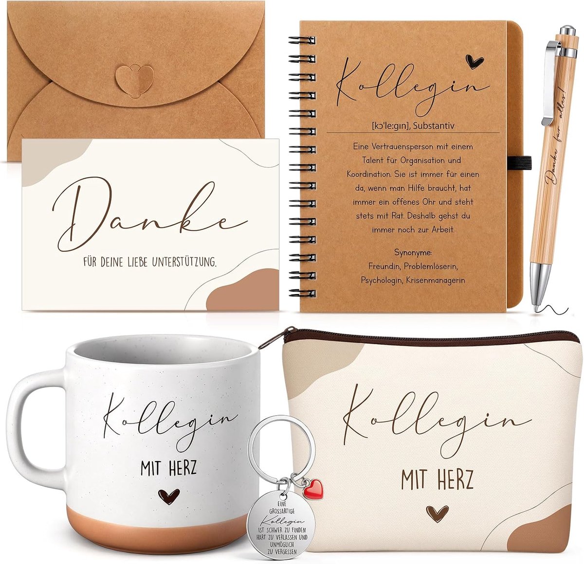Sinmoe 7-Delige Set Afscheidscadeau Belastingen Make-Up Tas Notitieboekje Sleutelring Balpen Bedankkaartje Met - ShopVlot