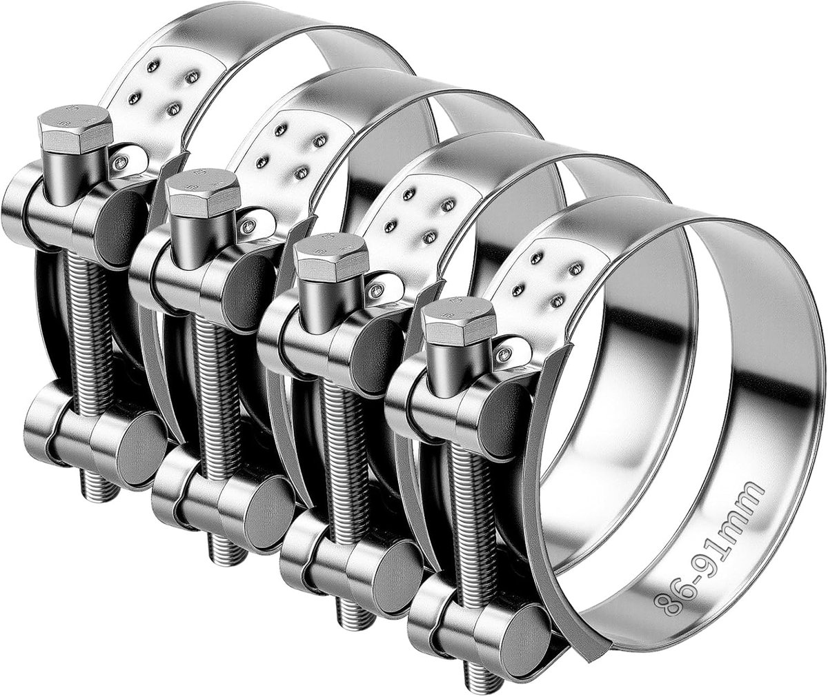 Exhaust pipe clamps 86-91mm - roestvrij staal - sterke grip - ideaal voor uitlaatsystemen - ShopVlot