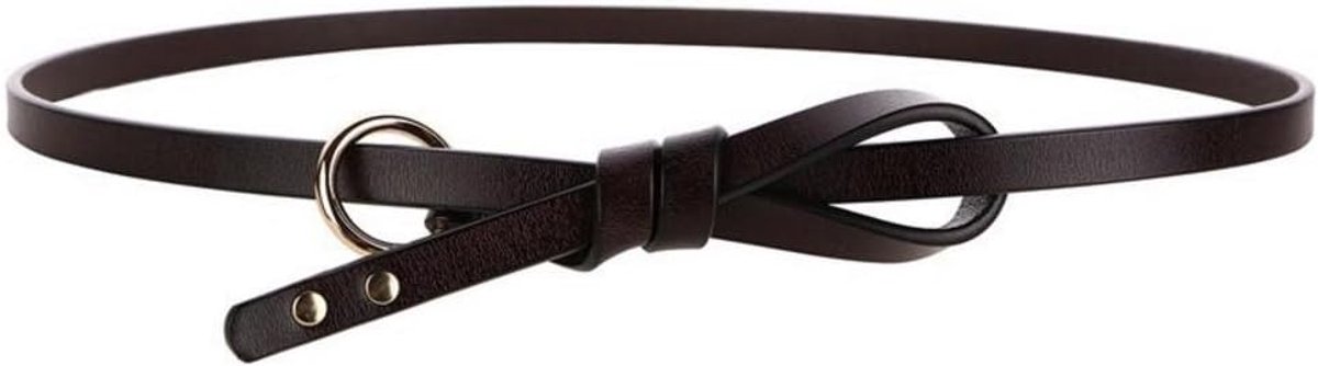 Women's Thin Belt Leather Strap Knotted Waist Belt, Coffee - ShopVlot