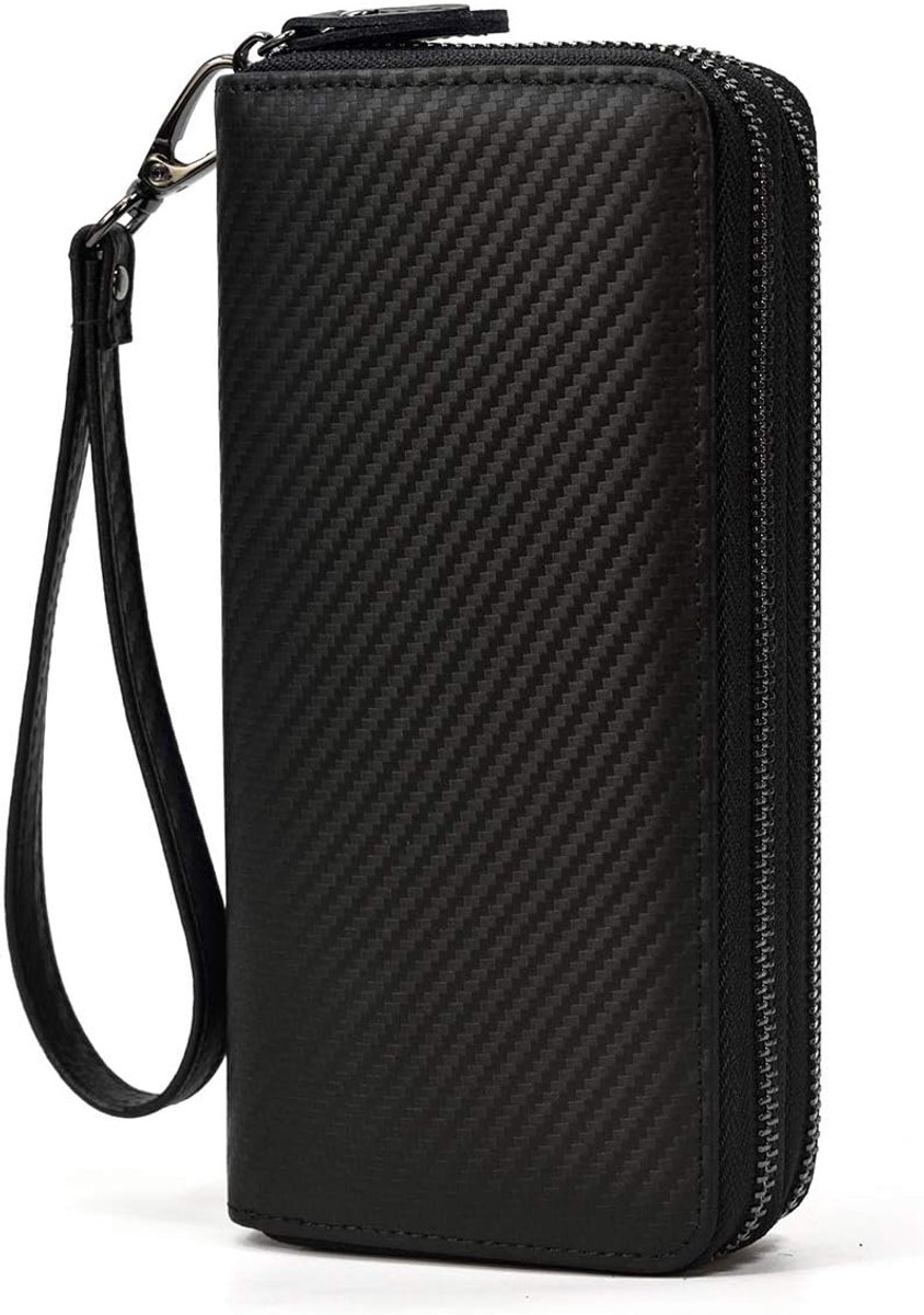 Men's Leather Clutch Bag Double Zipper Wallet 4 Interlayer Zipper Around Wallet - ShopVlot