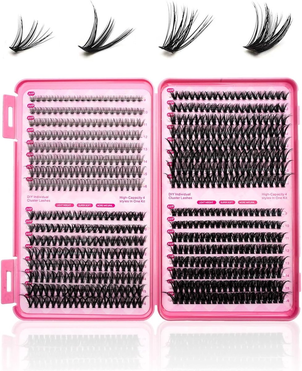640 Stuk Wimpern Extensions, Lash Cluster, 20-30-40-50 mm D Curl Lashes, kunstmatige wimpern voor DIY - ShopVlot
