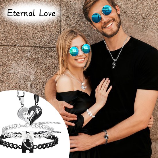 Set matching armbanden voor koppels - Hartvormig 'Ik hou van jou' - RVS - Perfect voor langeafstandsrelaties - ShopVlot — afbeelding 4