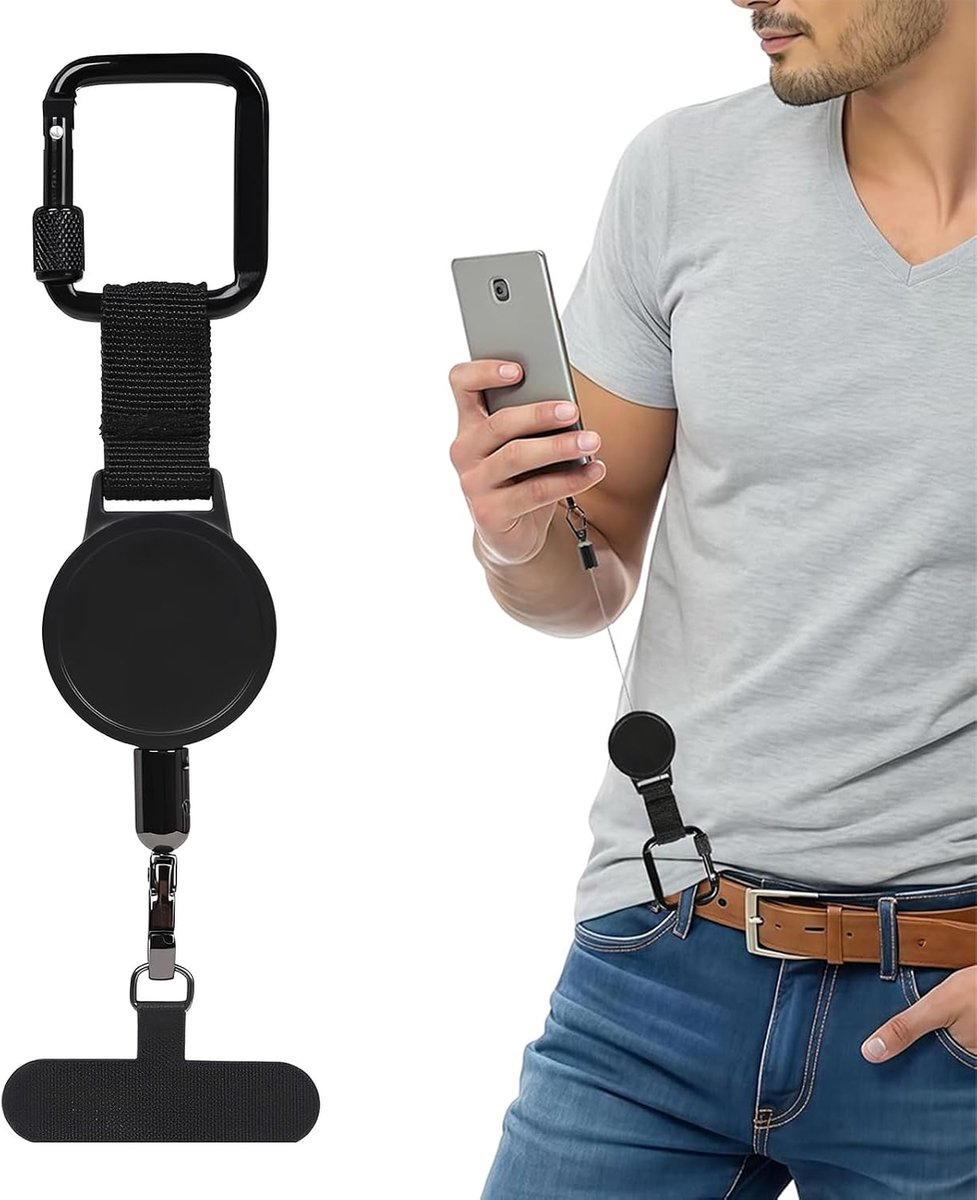Veiligheidskoord voor telefoon - intrekbaar - anti-val - ideaal voor wandelen - ShopVlot