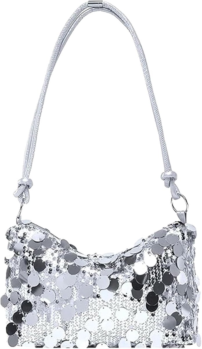 Clutch schoudertas glitter - hoge capaciteit - met rits - perfect voor avonden - ShopVlot