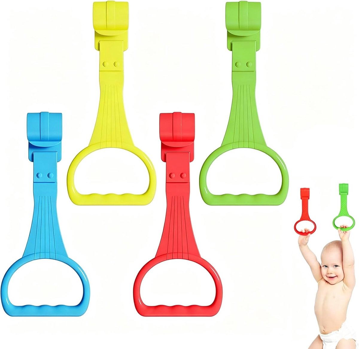 Handgrepen voor hek en box - 4 stuks in geel, groen, rood en blauw - veilig staan - ideaal voor kinderen - ShopVlot