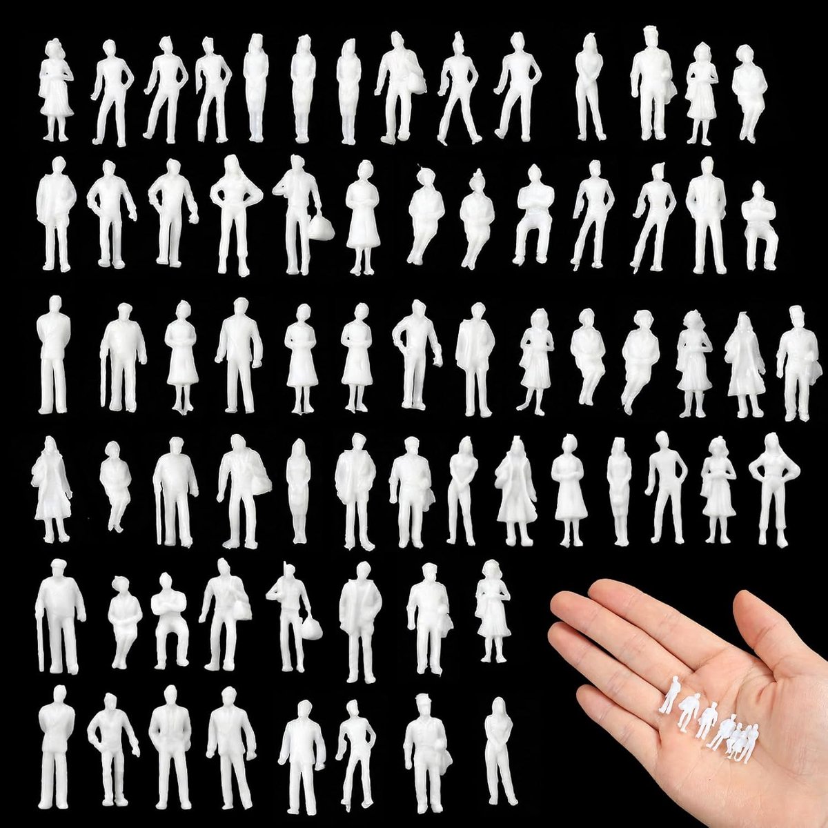 Miniatuurfiguren 1:100 - Diverse Houdingen - Onbeschilderd - Ideaal voor Diorama's - ShopVlot