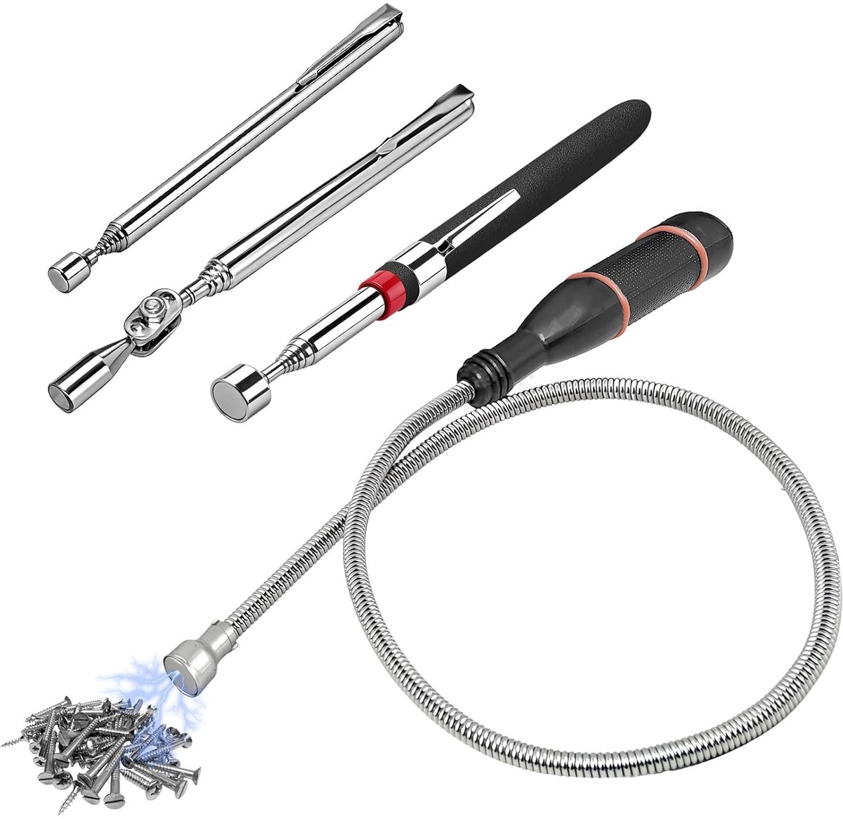 Telescopische Magnetische Bar Set 4 Stuks - Extra Sterk en Flexibel - Ideaal voor Metaalonderdelen - ShopVlot