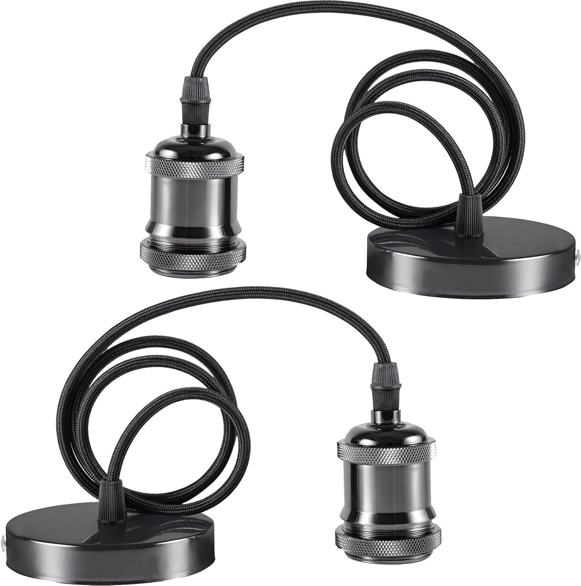 Metalen E27 vintage lampfitting - 2 stuks - zwart - ideaal voor industriële stijl - ShopVlot
