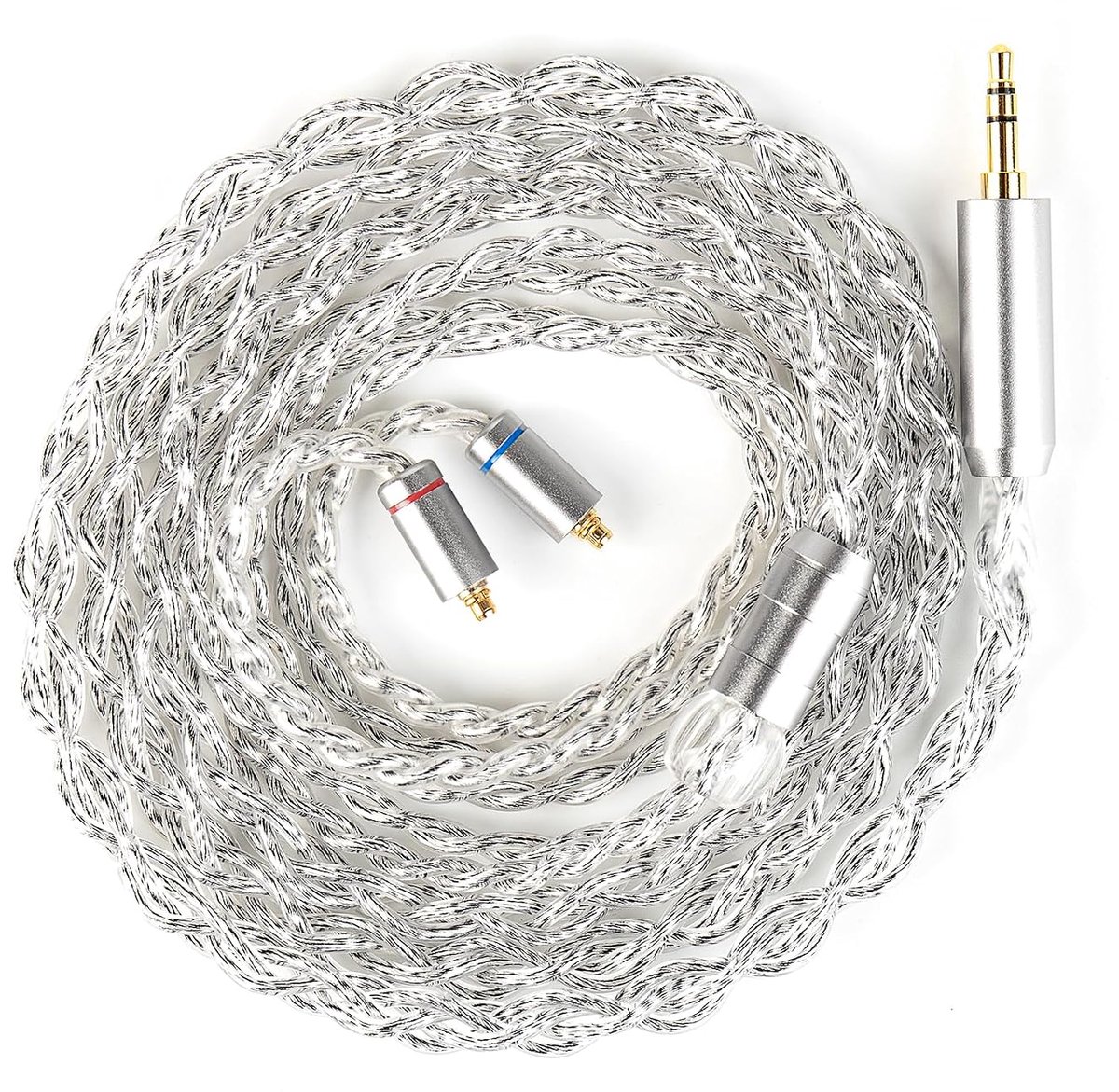 IEM-kabel 120cm - glinsterend OCC zilver - hybride ontwerp - voluminous geluid - ShopVlot