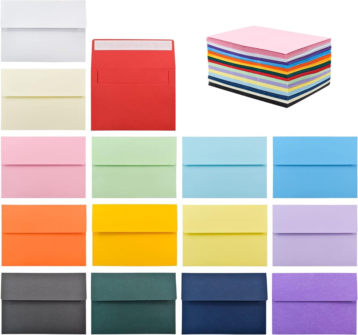Kleurige enveloppen set 150 stuks - A6 formaat - 15 verschillende kleuren - Perfect voor uitnodigingen - ShopVlot
