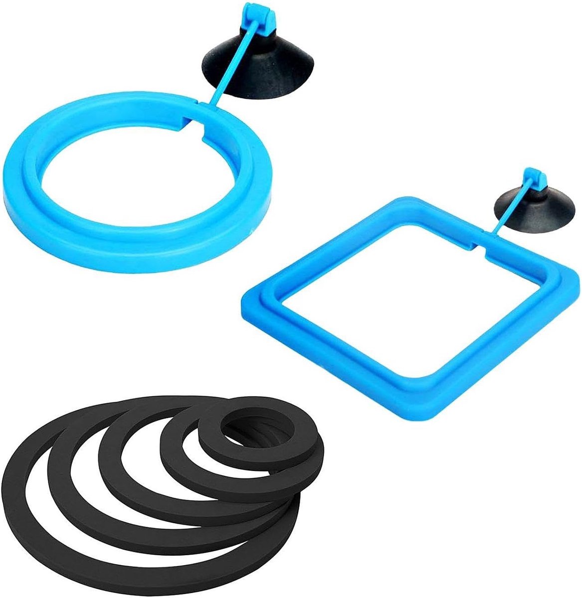 Aquarium voeder ringen set - 2 voeder ringen en 5 drijvende plant ringen - veelzijdig en praktisch - ShopVlot