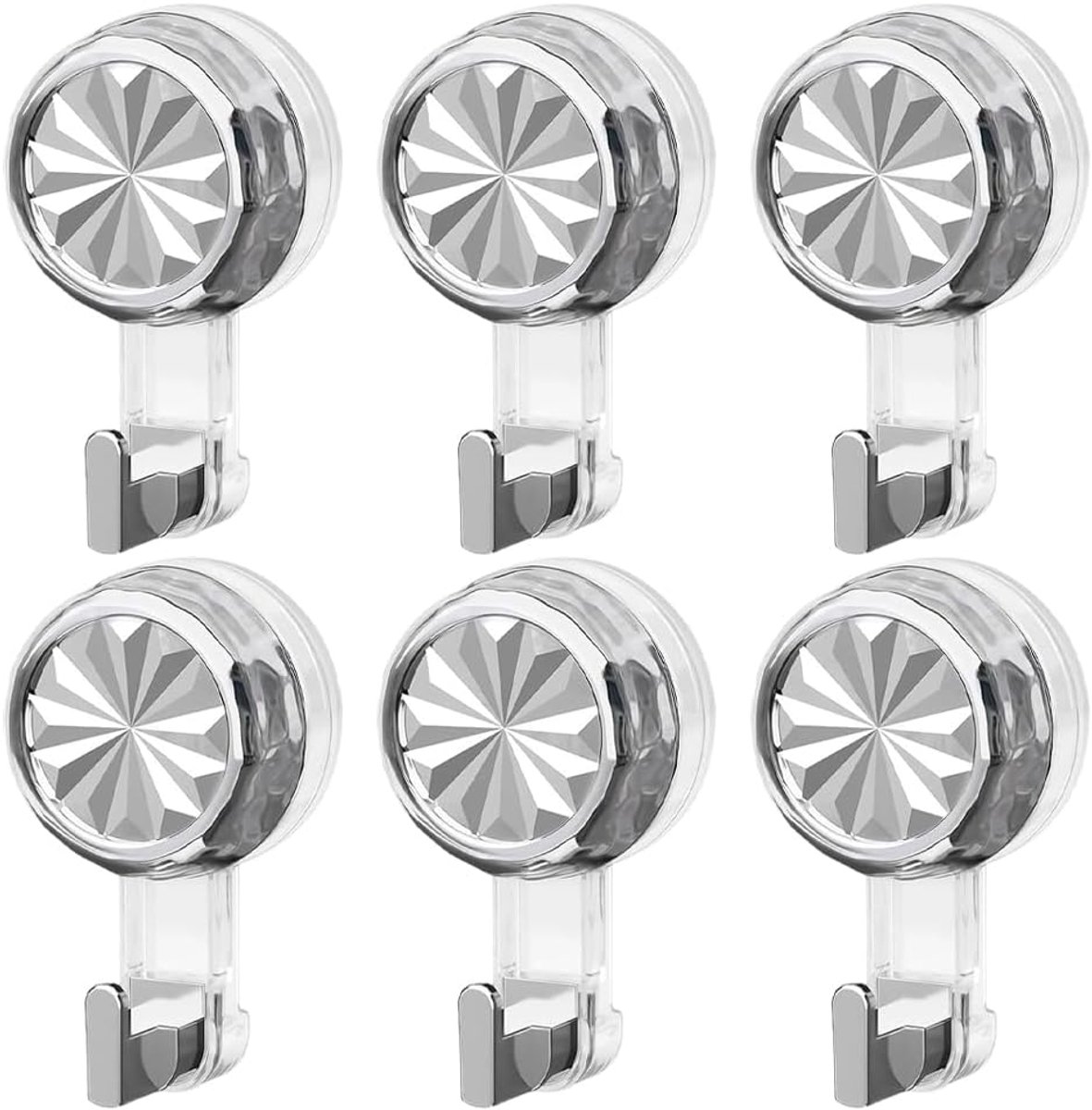 Suction cup haken set van 6 - extra sterk (max 10kg) - herbruikbare zuignappen - ideaal voor badkamer - ShopVlot