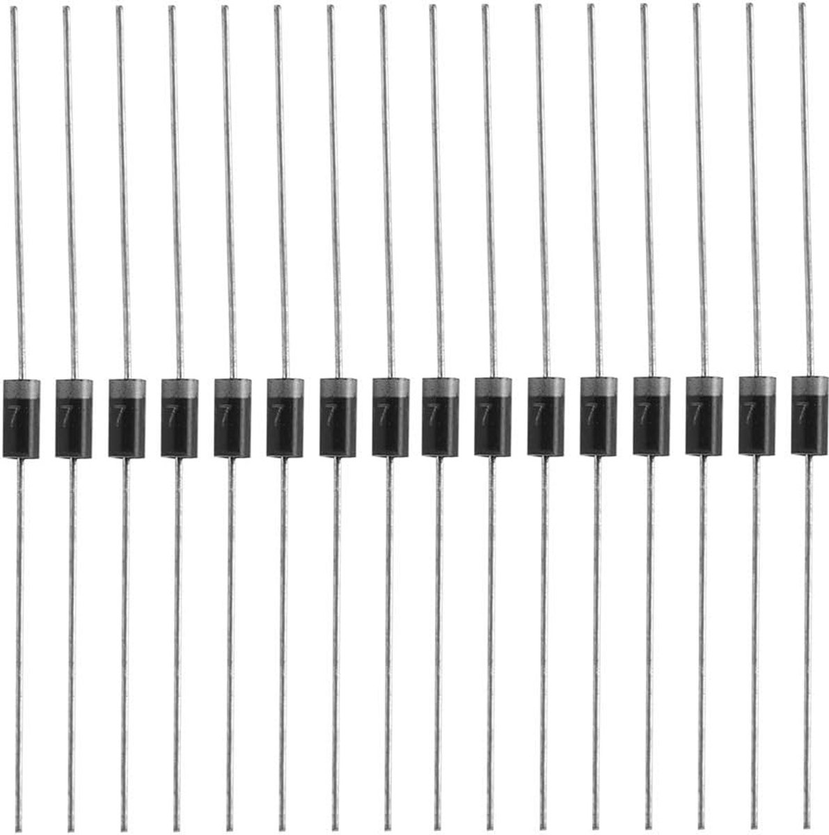 100 Stuks 1N4007 Diode Rectifier - 1A 1000V Silicon Diodes voor Elektronische Toepassingen, Terugvloei Bescherming en Industriële Besturing
