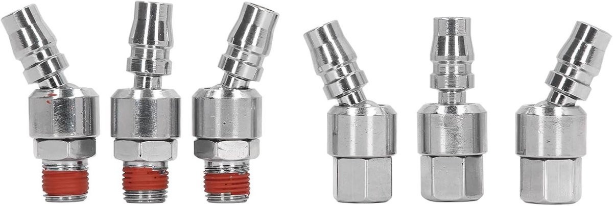 6 Stuks Draaibare Luchtplug, 1/4 Inch NPT Mannelijke Draad Snelle Koppeling voor Slangen en Gereedschap