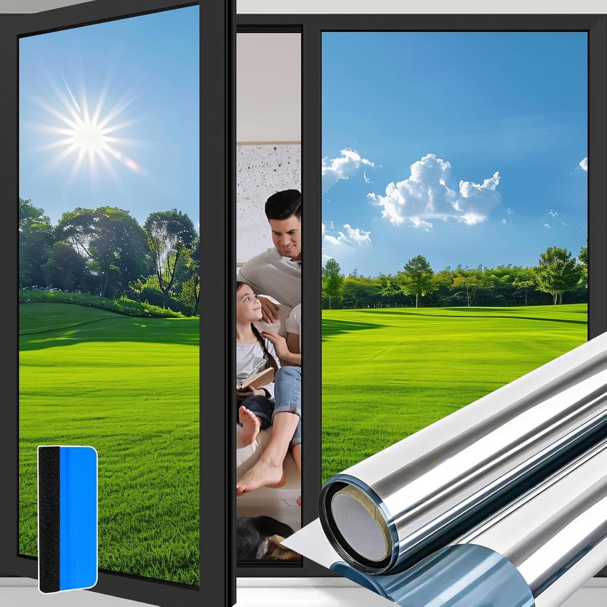 Privacy folie 90x200cm - eenrichtingsspiegel - zelfklevend - bescherming tegen UV en warmte - ShopVlot
