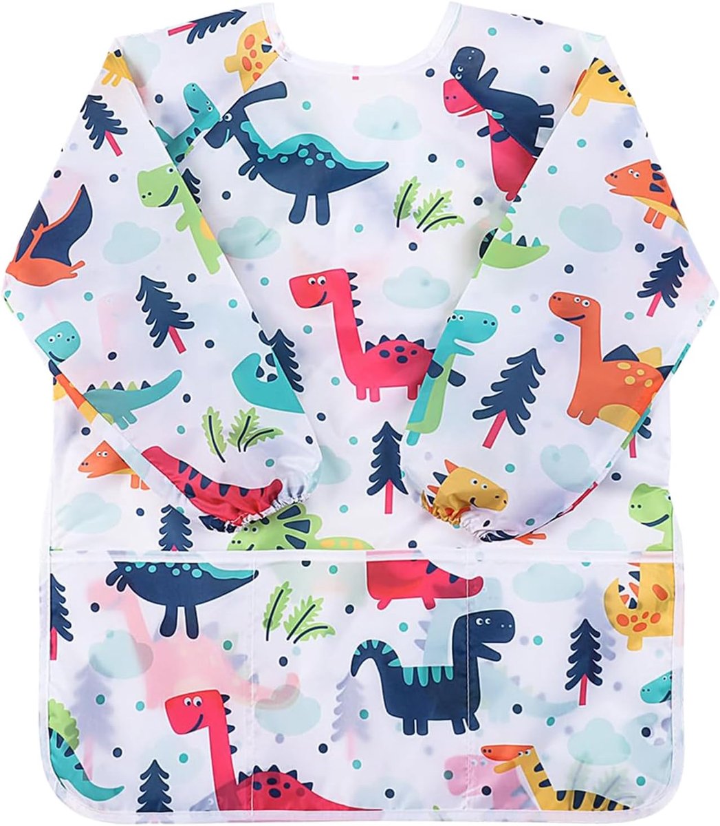 Schilderen schort kinderen 2-8 jaar - dinosaurus print - waterdicht - ideaal voor school en thuis - ShopVlot