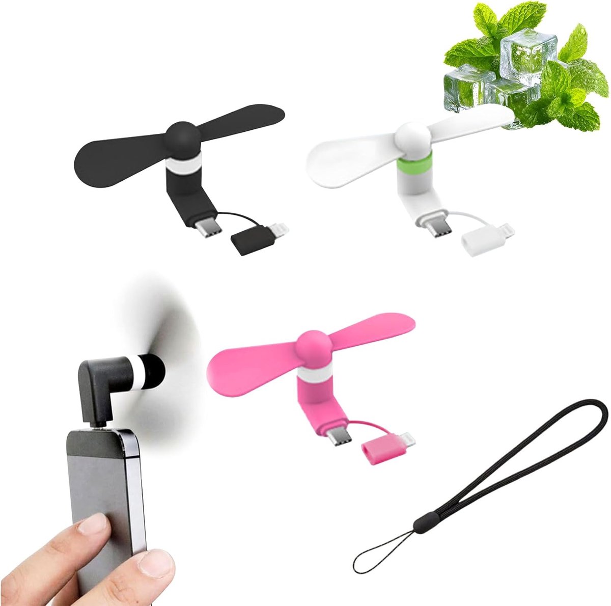 Mobiele telefoonventilator 2 in 1 - Mini USB ventilator - Stil en draagbaar - Ideaal voor warme dagen - ShopVlot