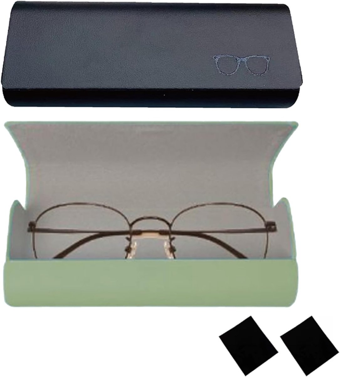 Brillenkoker hardcase - 2 stuks - PU leer - met magneetsluiting - bescherm je brillen - ShopVlot