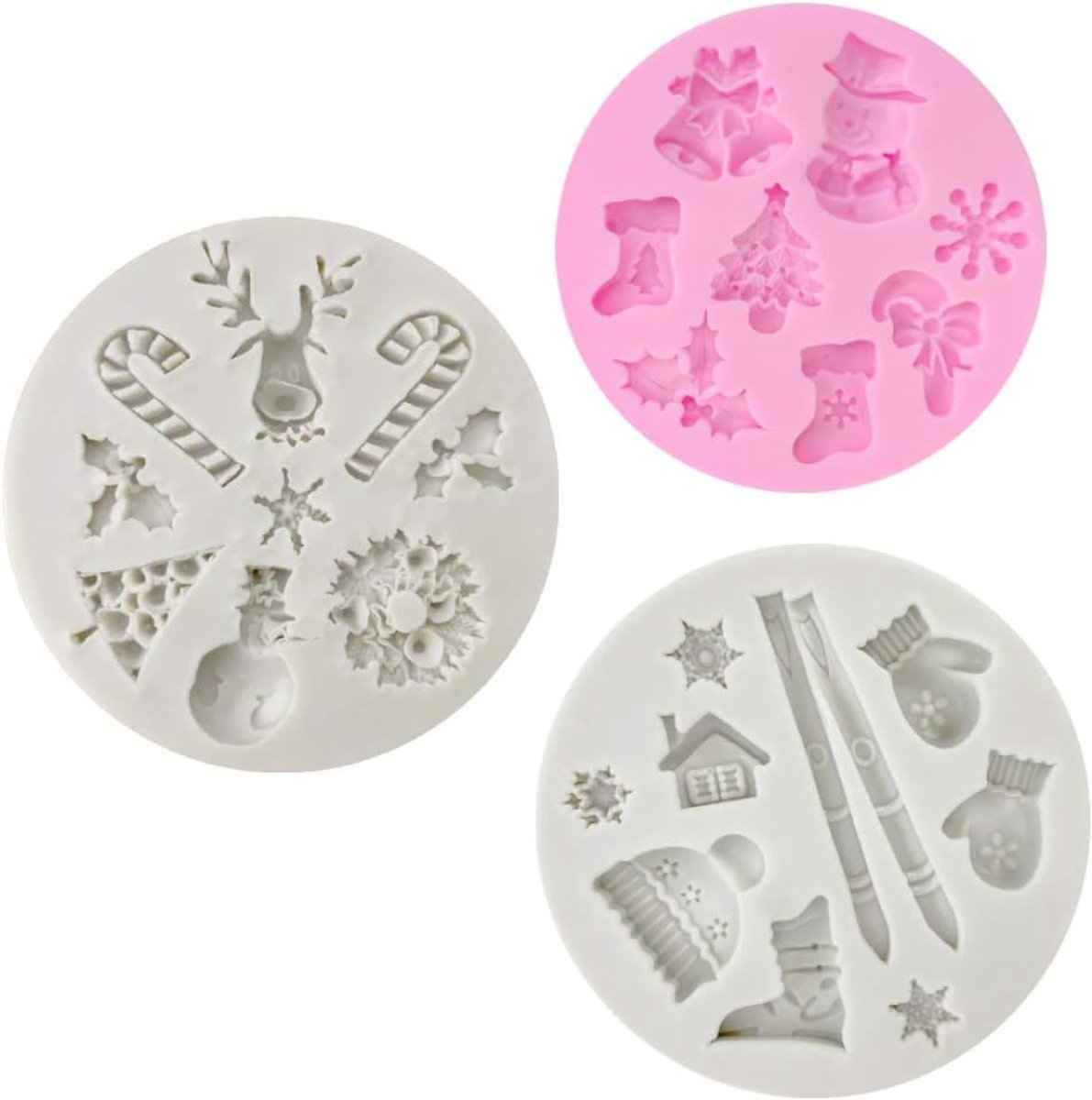 Fondant silicone mallen 3 stuks - 25 ontwerpjes voor kerst - perfect voor suikerwerk en decoraties - ShopVlot