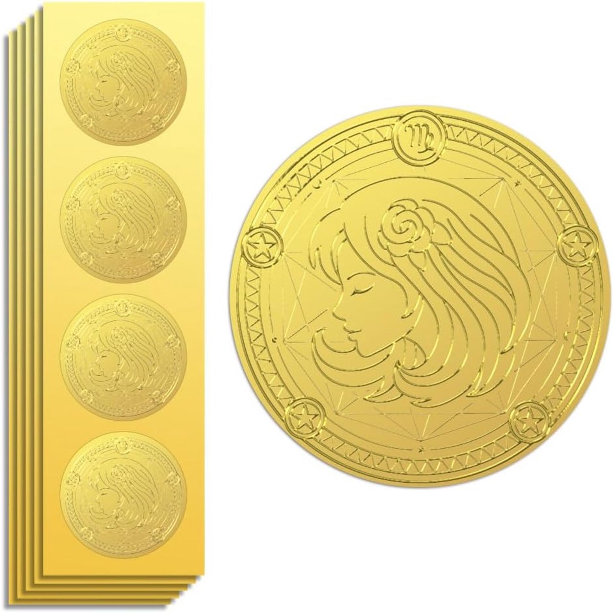 Zegelstickers 100 STKS - Gouden Reliëf - Maagd Ontwerp - Perfect voor Uitnodigingen - ShopVlot